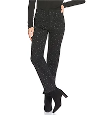 Gibson & Latimer Perfect Fit Denim Mid Rise Rhinestone Straight Leg Full Length Jeans