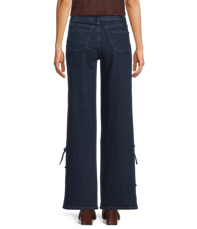 Gibson & Latimer Perfect Fit Denim Mid Rise Split Side Bow Detail Wide Leg Jeans