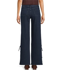 Gibson & Latimer Perfect Fit Denim Mid Rise Split Side Bow Detail Wide Leg Jeans