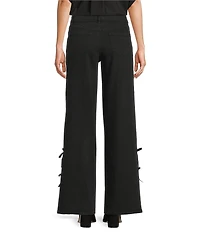 Gibson & Latimer Perfect Fit Denim Mid Rise Split Side Bow Detail Wide Leg Jeans