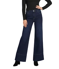 Gibson & Latimer Perfect Fit Denim Mid Rise Wide Ankle Leg Split Side Hem Palazzo Jeans