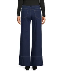 Gibson & Latimer Perfect Fit Denim Mid Rise Wide Ankle Leg Split Side Hem Palazzo Jeans