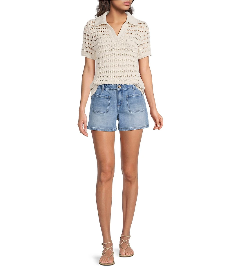 Gibson & Latimer Perfect Fit Denim Twill Patch Pocket Roll Cuff Shorts