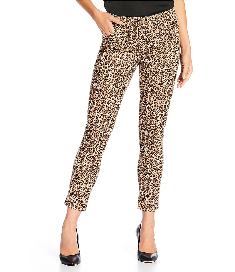 Gibson & Latimer Perfect Fit Roll-Cuff Leopard Print Skinny Twill Pants
