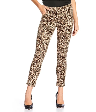Gibson & Latimer Perfect Fit Roll-Cuff Leopard Print Skinny Twill Pants