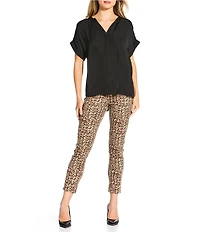 Gibson & Latimer Perfect Fit Roll-Cuff Leopard Print Skinny Twill Pants