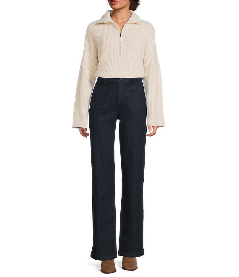 Gibson & Latimer Perfect Fit Stretch Denim High Rise Patch Pocket Straight Leg Jeans