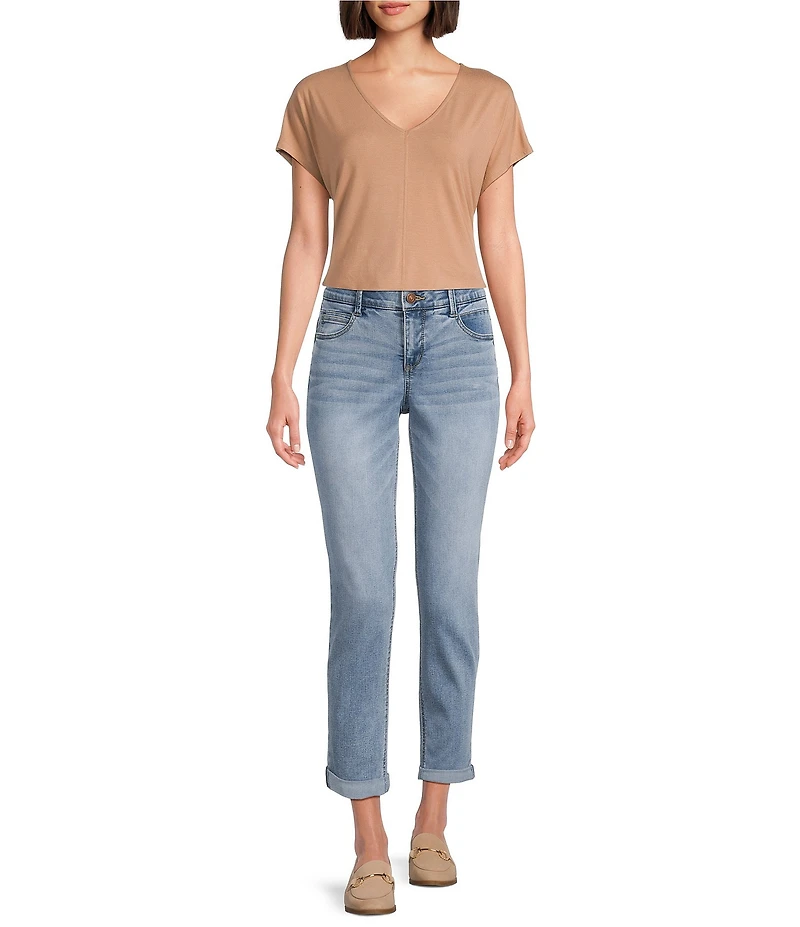 Gibson & Latimer Perfect Fit Stretch Denim Mid Rise Skinny Rolled Cuff Jeans