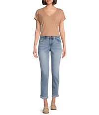 Gibson & Latimer Perfect Fit Stretch Denim Mid Rise Skinny Rolled Cuff Jeans