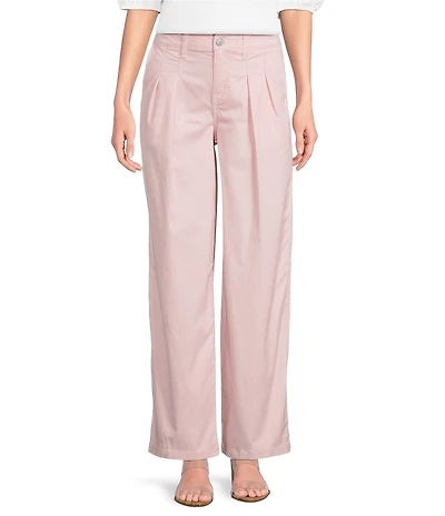 Gibson & Latimer Perfect Fit Twill Mid Rise Pleated Wide Leg Trouser Pants