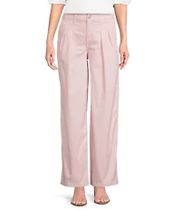 Gibson & Latimer Perfect Fit Twill Mid Rise Pleated Wide Leg Trouser Pants