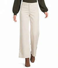 Gibson & Latimer Perfect Fit Twill Mid Rise Wide Ankle Leg Split Side Hem Palazzo Jeans