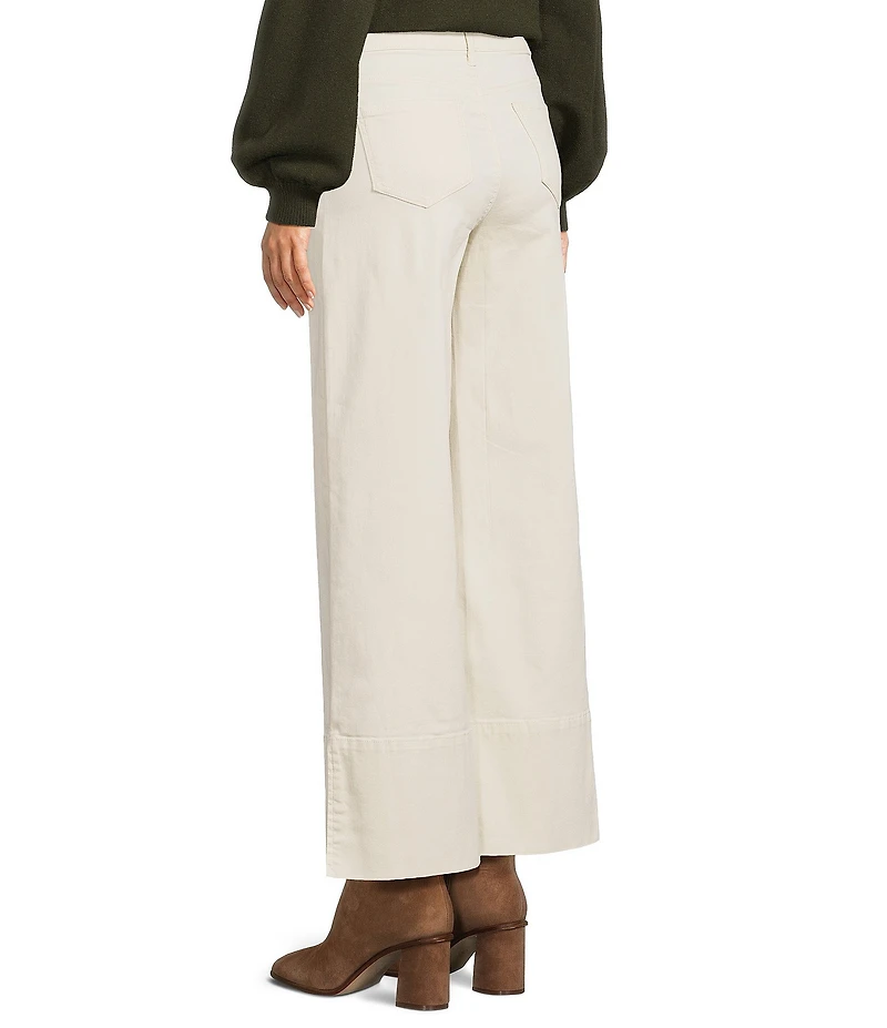 Gibson & Latimer Perfect Fit Twill Mid Rise Wide Ankle Leg Split Side Hem Palazzo Jeans