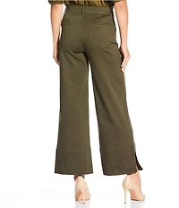 Gibson & Latimer Perfect Fit Twill Mid Rise Wide Ankle Leg Split Side Hem Palazzo Jeans