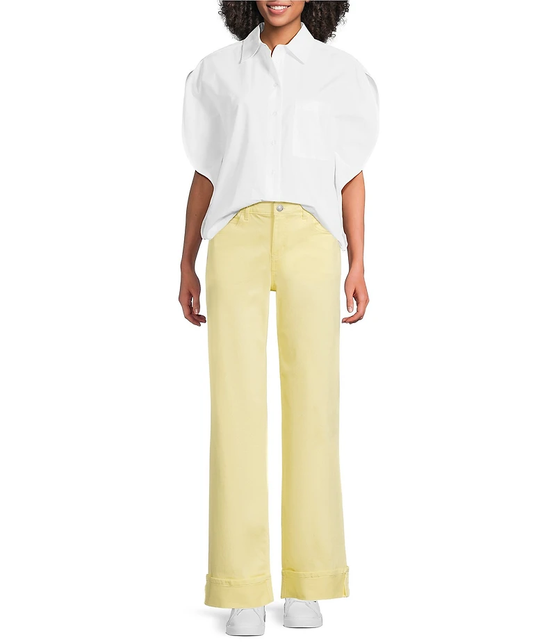 Gibson & Latimer Perfect Fit Twill Mid Rise Wide Leg Jeans