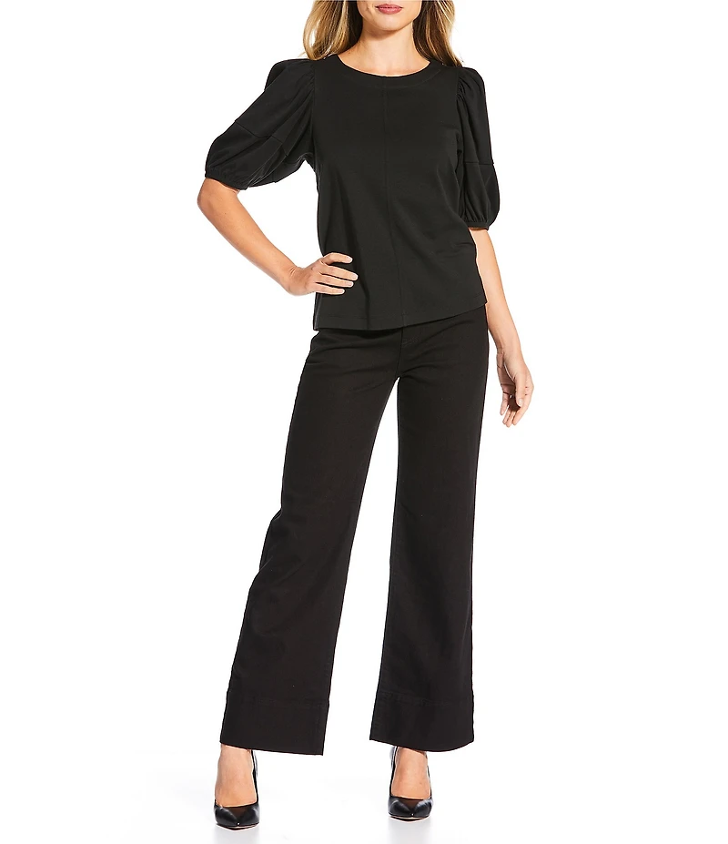 Gibson & Latimer Perfect Fit Twill Mid Rise Wide Leg Jeans