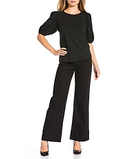 Gibson & Latimer Perfect Fit Twill Mid Rise Wide Leg Jeans