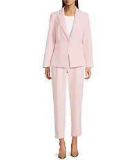 Gibson & Latimer Perfect Fit Woven High Rise Pleated Front Coordinating Suiting Tapered Ankle Trouser Pants
