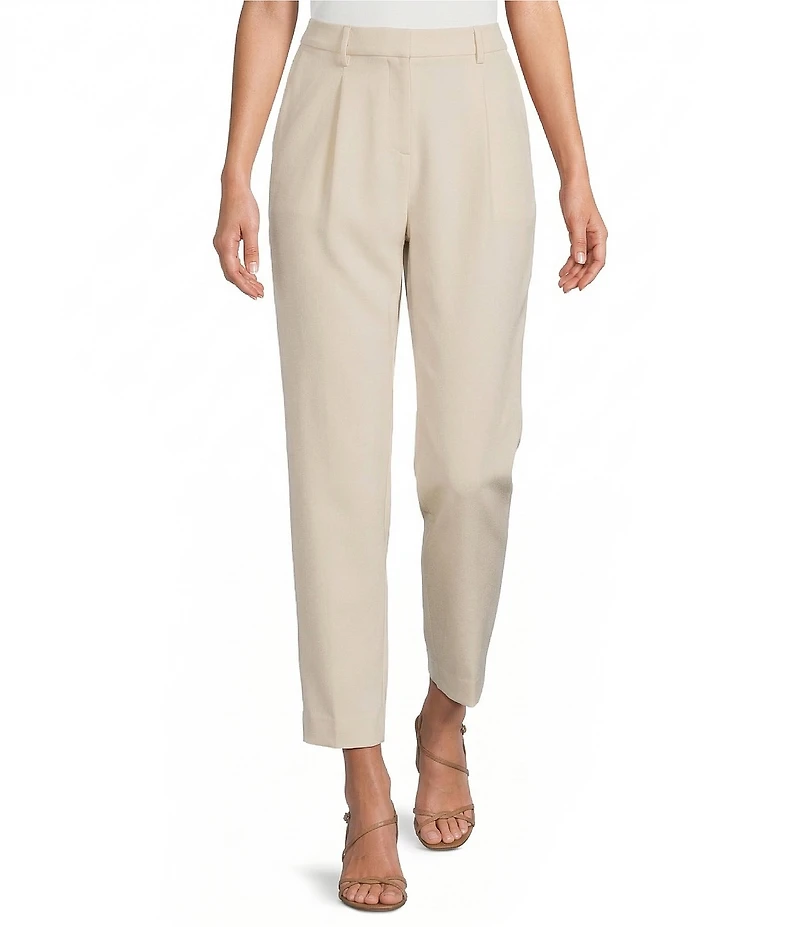 Gibson & Latimer Perfect Fit Woven High Rise Pleated Front Coordinating Suiting Tapered Ankle Trouser Pants