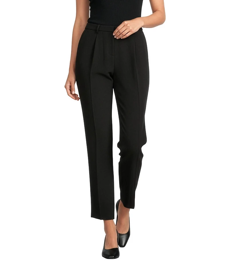 Gibson & Latimer Perfect Fit Woven High Rise Pleated Front Coordinating Suiting Tapered Ankle Trouser Pants