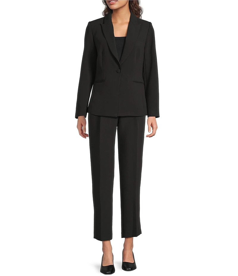 Gibson & Latimer Perfect Fit Woven High Rise Pleated Front Coordinating Suiting Tapered Ankle Trouser Pants