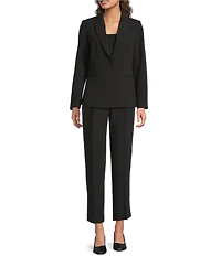 Gibson & Latimer Perfect Fit Woven High Rise Pleated Front Coordinating Suiting Tapered Ankle Trouser Pants