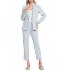 Gibson & Latimer Perfect Fit Woven High Rise Pleated Front Coordinating Suiting Tapered Ankle Trouser Pants