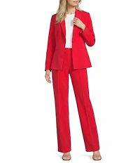 Gibson & Latimer Perfect Fit Woven High Rise Pleated Front Coordinating Suiting Wide Leg Trousers
