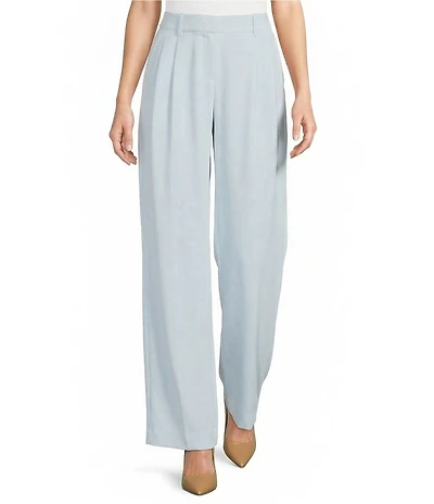 Gibson & Latimer Perfect Fit Woven High Rise Pleated Front Coordinating Suiting Wide Leg Trousers