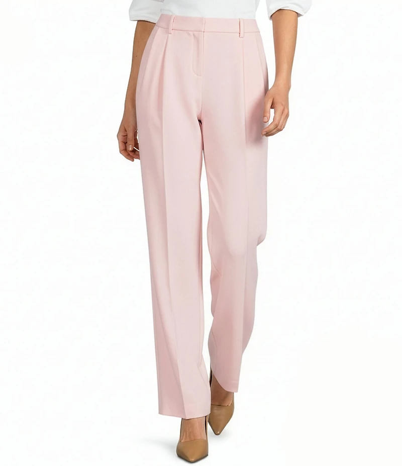 Gibson & Latimer Perfect Fit Woven High Rise Pleated Front Coordinating Suiting Wide Leg Trousers
