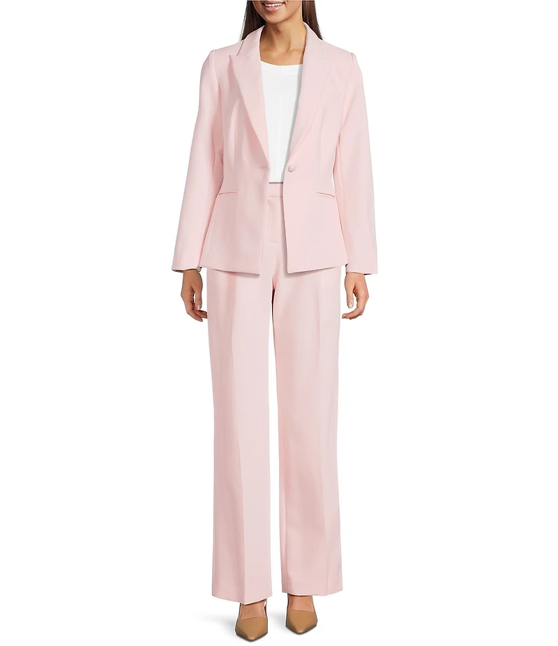 Gibson & Latimer Perfect Fit Woven High Rise Pleated Front Coordinating Suiting Wide Leg Trousers