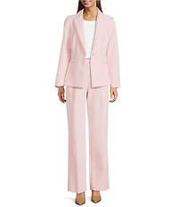 Gibson & Latimer Perfect Fit Woven High Rise Pleated Front Coordinating Suiting Wide Leg Trousers