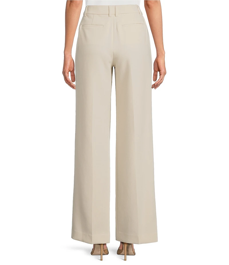 Gibson & Latimer Perfect Fit Woven High Rise Pleated Front Coordinating Suiting Wide Leg Trousers