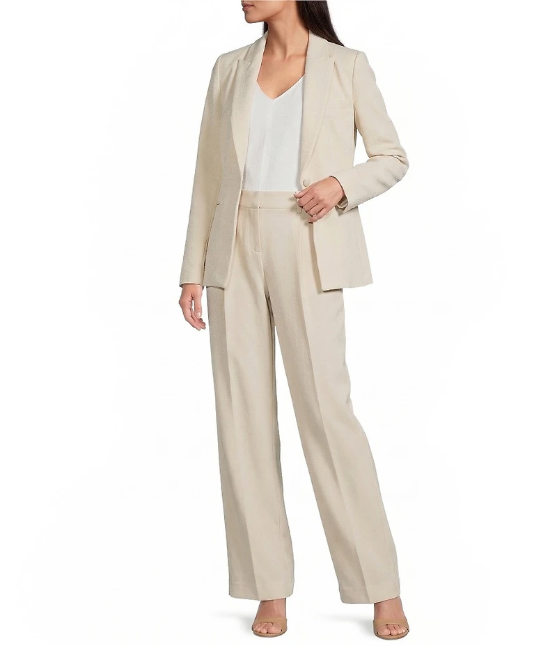 Gibson & Latimer Perfect Fit Woven High Rise Pleated Front Coordinating Suiting Wide Leg Trousers