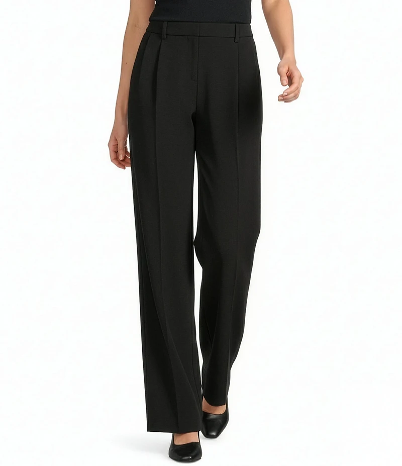 Gibson & Latimer Perfect Fit Woven High Rise Pleated Front Coordinating Suiting Wide Leg Trousers