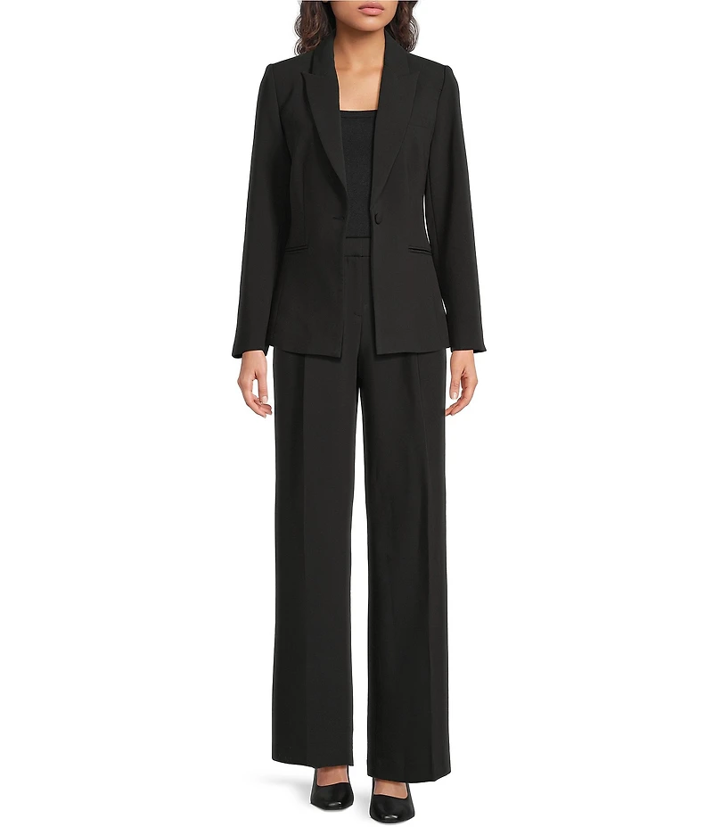 Gibson & Latimer Perfect Fit Woven High Rise Pleated Front Coordinating Suiting Wide Leg Trousers