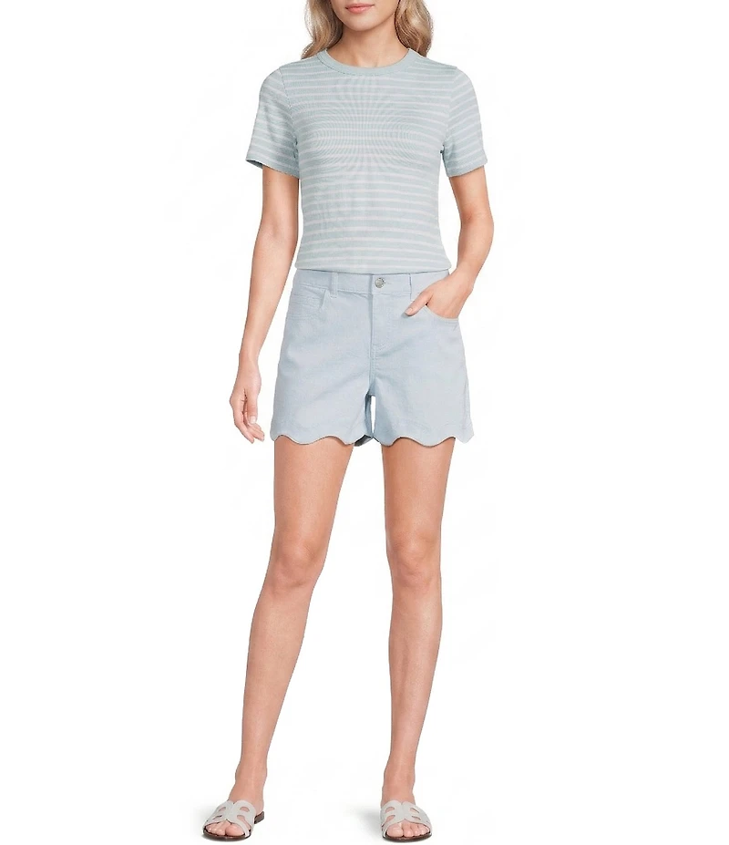 Gibson & Latimer Perfect Fit Woven Mid Rise Scalloped Hem Shorts
