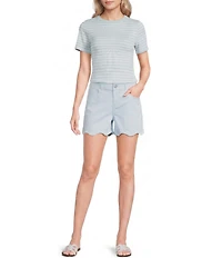Gibson & Latimer Perfect Fit Woven Mid Rise Scalloped Hem Shorts