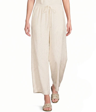 Gibson & Latimer Pin Stripe Mid Rise Woven Wide Leg Coordinating Pant
