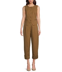 Gibson & Latimer Pinstripe Woven High Rise Pleated Tapered Straight Cuffed Coordinating Trousers
