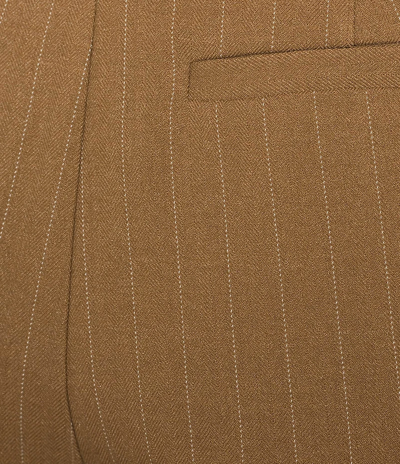 Gibson & Latimer Pinstripe Woven High Rise Pleated Tapered Straight Cuffed Coordinating Trousers
