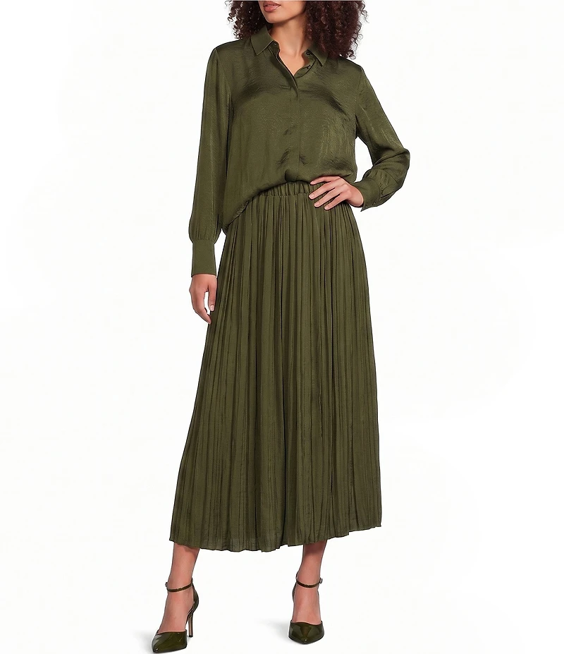 Gibson & Latimer Pleated A-Line Midi Skirt
