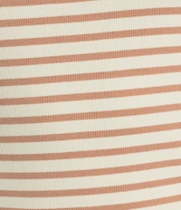 Gibson & Latimer Striped Ribbed Knit Crew Neck Contrasting Poplin Ruffled Short Sleeve Top