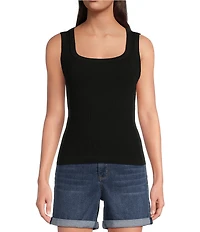 Gibson & Latimer Ribbed Knit Scoop Neck Sleeveless Tank Top