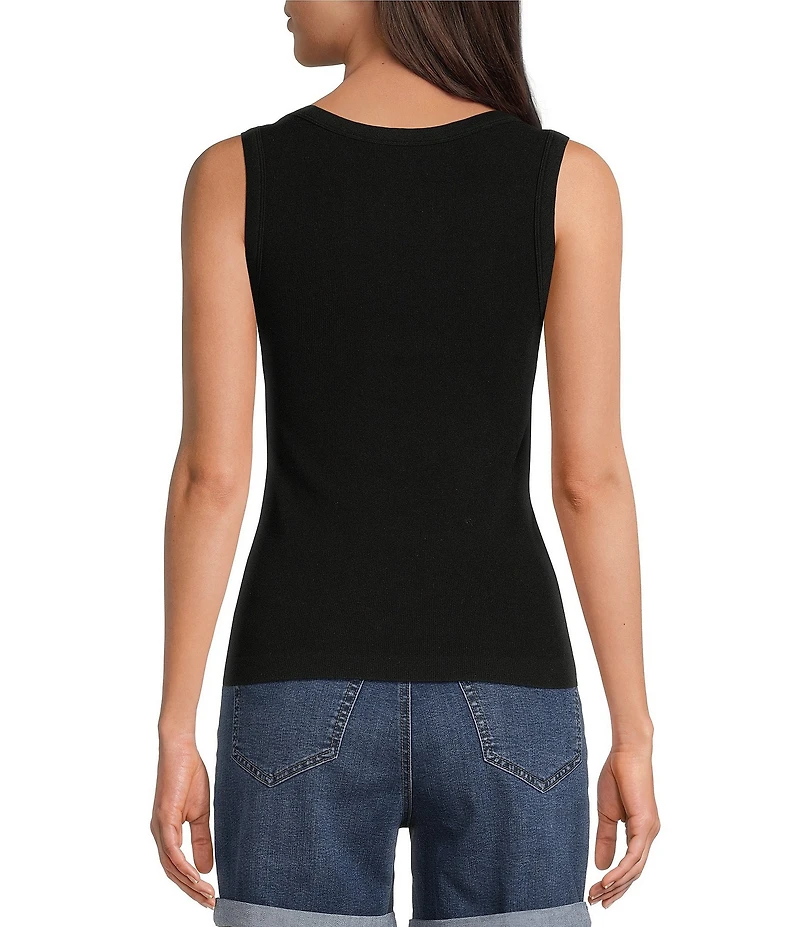 Gibson & Latimer Ribbed Knit Scoop Neck Sleeveless Tank Top