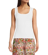 Gibson & Latimer Ribbed Knit Scoop Neck Sleeveless Tank Top