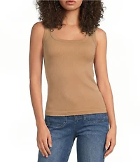 Gibson & Latimer Ribbed Knit Scoop Neck Sleeveless Tank Top