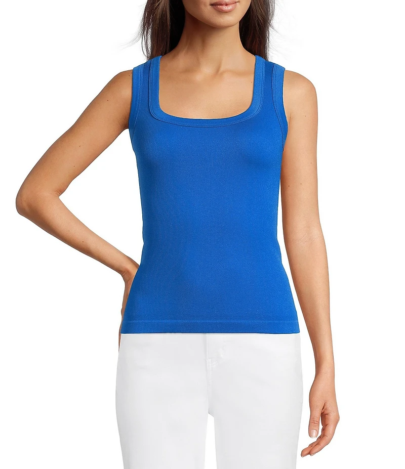 Gibson & Latimer Ribbed Knit Scoop Neck Sleeveless Tank Top
