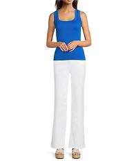 Gibson & Latimer Ribbed Knit Scoop Neck Sleeveless Tank Top