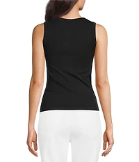 Gibson & Latimer Ribbed Knit Scoop Neck Sleeveless Tank Top